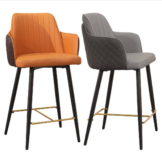 A543-07史蒂夫吧椅(灰皮)(金色腳踏)