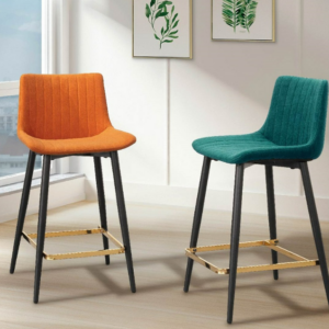 A544-03安吉拉吧椅(橘布)(金色腳踏)