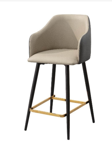 A543-08艾瑞德吧椅(淺咖皮)(金色腳踏)