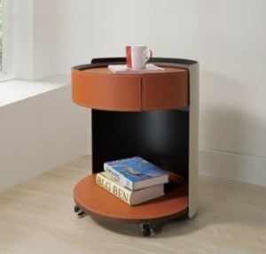 A27-12 沃斯特馬鞍皮床頭櫃 附活動輪子 可固定