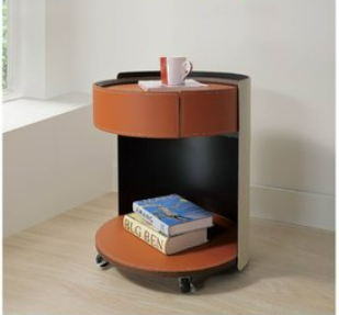 A27-12 沃斯特馬鞍皮床頭櫃 附活動輪子 可固定