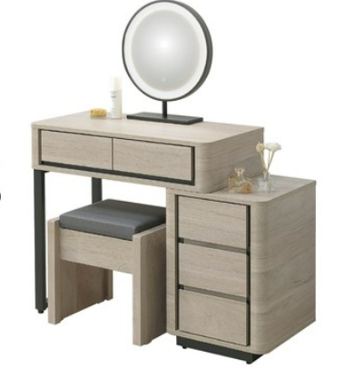 A107-05威爾斯2.7尺伸縮圓鏡台(含椅)