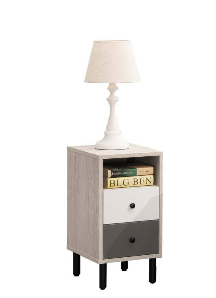 A124-01雨果床頭櫃(白碳燒)