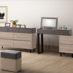 A127-09華沙3尺伸縮掀鏡台(含椅) 二抽櫃可左右自由移動