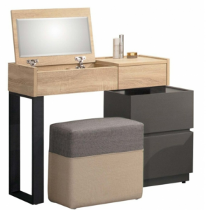 A142-09奧利佛3尺伸縮掀鏡台(含椅) 二抽櫃可左右自由移動
