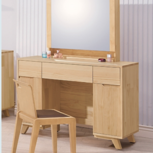 A152-04 羅本北歐實木3.5尺鏡台(含椅)正面 檯面 側板 腳座為實木