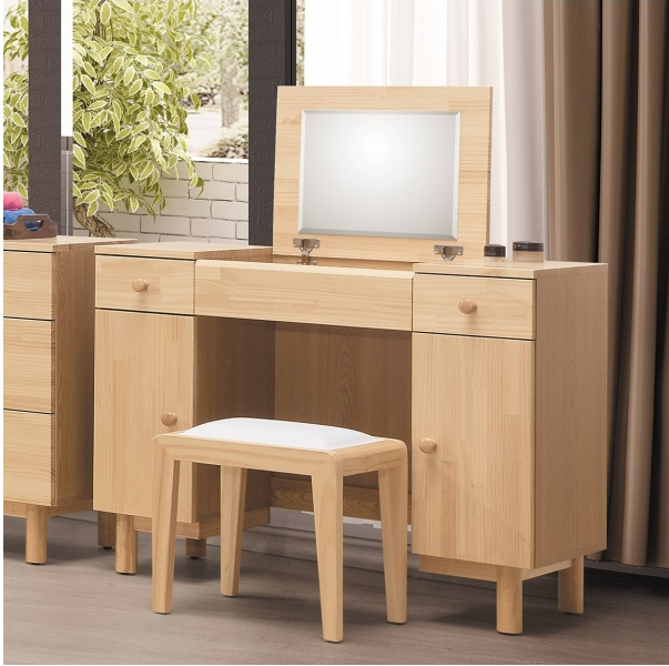 A146-07哥本哈根實木3.3尺掀鏡台(含椅)
