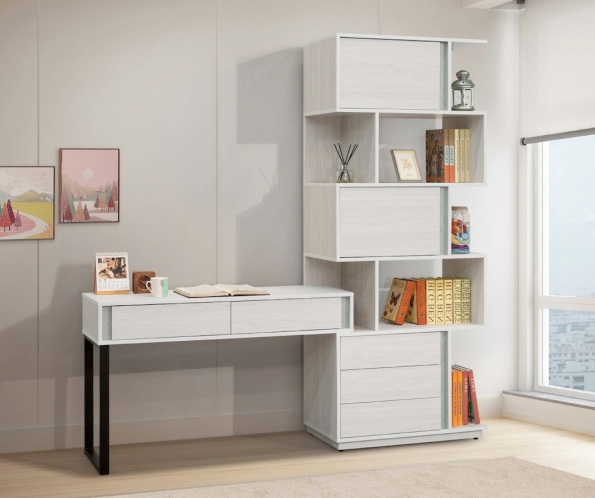 A566-04沃克H型功能書櫥桌組(書櫃抽在左)