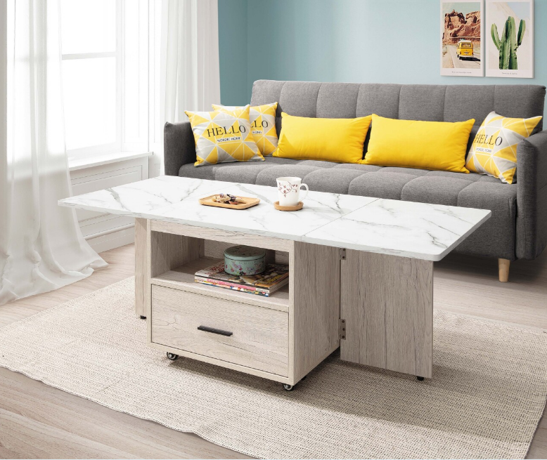 A304-01雨果折合茶几(白碳燒色)