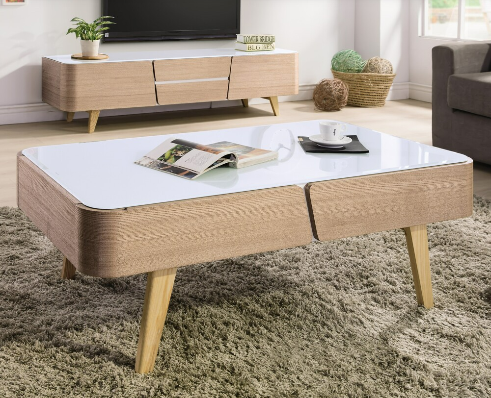 A305-01傑恩原木玻璃大茶几