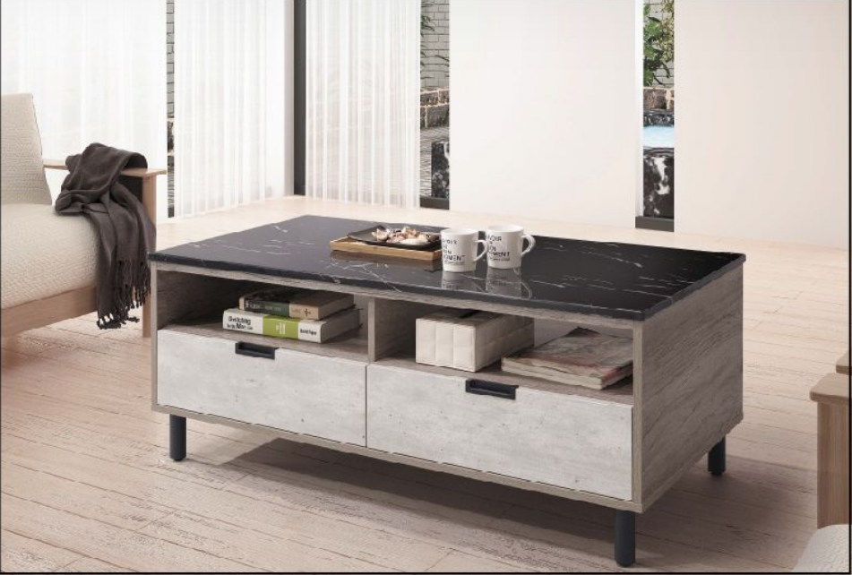 A316-01布爾4尺石面茶几(黑石)