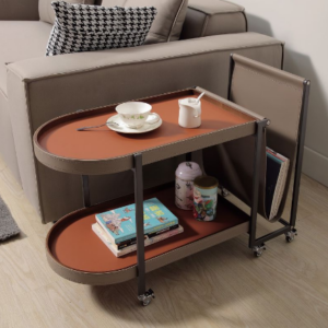 A329-07巴斯特雙層馬鞍皮推車茶几