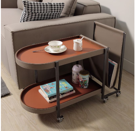 A329-07巴斯特雙層馬鞍皮推車茶几