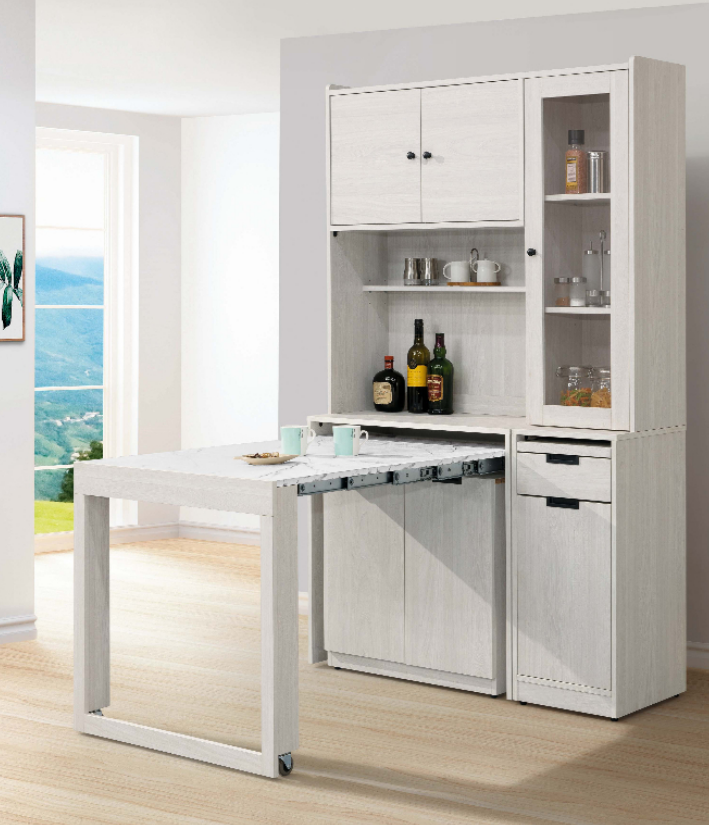 A424-01雨果4尺功能桌收納櫃組(白榆木)