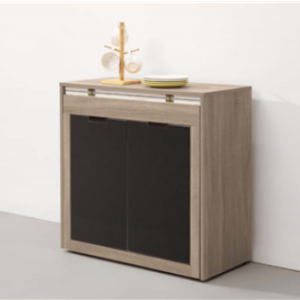 A428-03雨果2.7尺伸縮功能桌收納櫃(碳燒/灰)