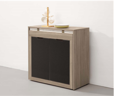 A428-03雨果2.7尺伸縮功能桌收納櫃(碳燒/灰)