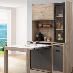 A428-01雨果4尺功能桌收納櫃(碳燒/灰)