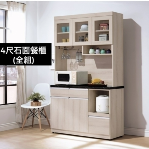 A453-06艾達石面4尺餐櫃(黑石)