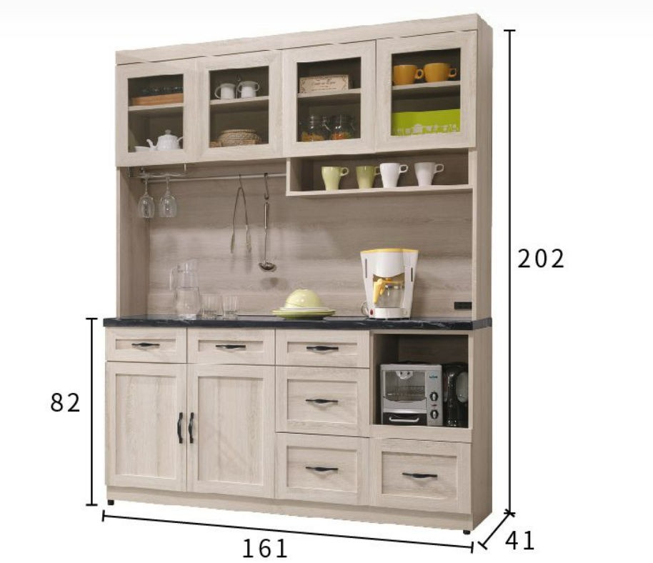 A454-02潔西石面5.3尺餐櫃(黑石)