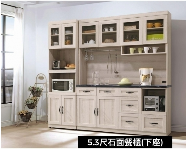 A454-03潔西石面5.3尺餐櫃下座(黑石)