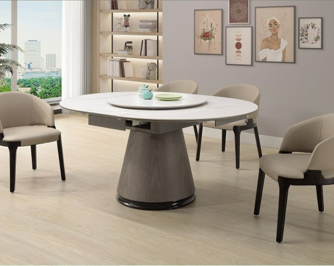 A483-01維克斯5.2尺岩板伸縮圓餐桌