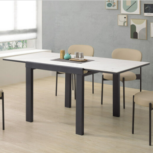 A487-03漢斯5.3尺岩板伸縮餐桌(黑)