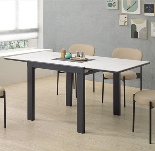 A487-03漢斯5.3尺岩板伸縮餐桌(黑)