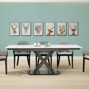 A493-01赫菲斯6.6尺岩板圓角伸縮餐桌