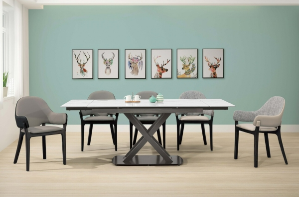 A493-01赫菲斯6.6尺岩板圓角伸縮餐桌