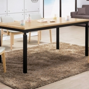 A528-03伊諾克6尺原木全實木黑腳餐桌