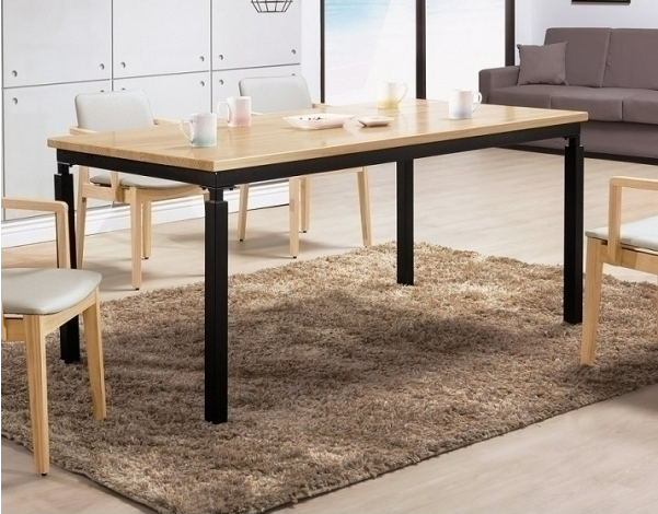 A528-03伊諾克6尺原木全實木黑腳餐桌