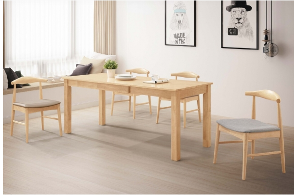 A518-04艾斯原木全實木6尺拉合餐桌