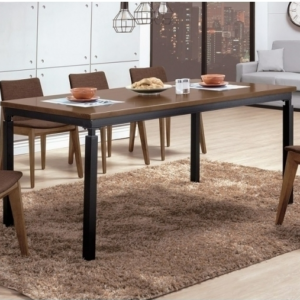 A525-01伊諾克6尺淺胡桃全實木黑腳餐桌