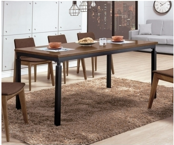 A525-01伊諾克6尺淺胡桃全實木黑腳餐桌