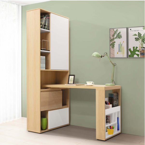 A571-04佩芮2.7尺H型活動書櫥桌組