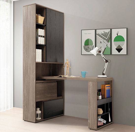 A573-04艾爾頓2.7尺H型活動書櫥桌組