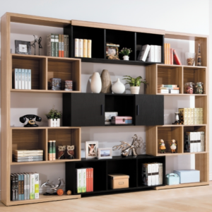 A579-01蘿莎8.6尺伸縮書櫃(原木/黑)