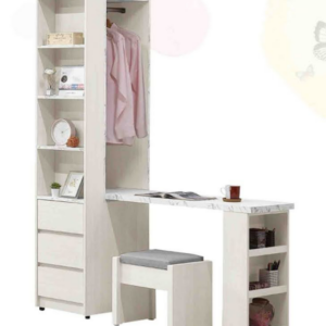 276-2 蘿拉4*6.5尺組合書桌櫃(全組) 隔板皆為固定 含椅 從桌面到地板高度75公分 不分左右方向皆可擺放