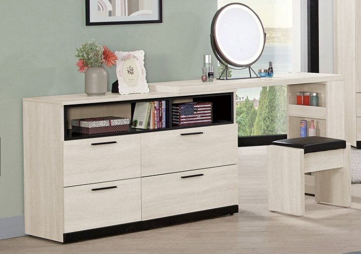 319-2 伊凡卡4尺伸縮鏡台(含椅) 不分左右可隨意放置