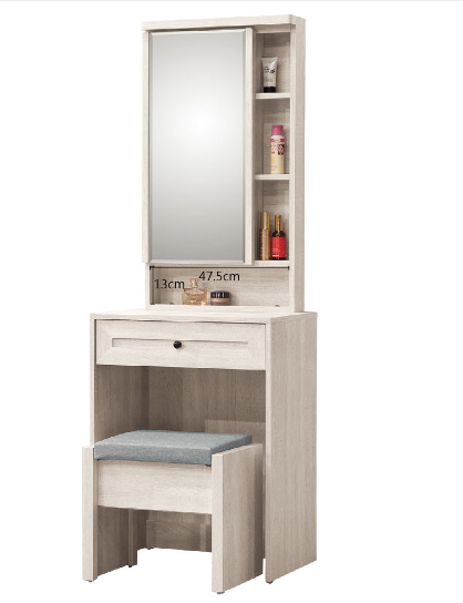 347-6維特2尺開門鏡台(含椅) 鏡座高度78公分 鏡框隔板全固定式