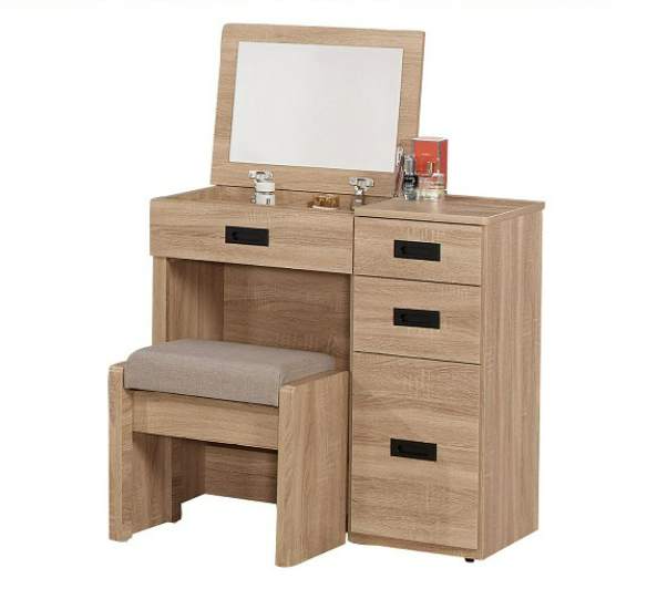 364-4法諾梧桐色2.7尺掀式鏡台(含椅)