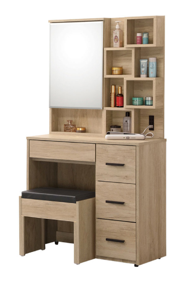 370-3茉娜2.67尺開門鏡台(含鏡座高度80.5公分 鏡框打開內附*1固定隔板可置物