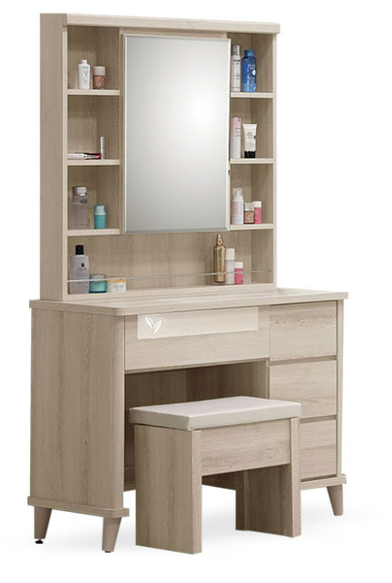 229-3維娜3尺開門鏡台(含椅)(鏡座高度76公分)(恕不拆賣)(化妝椅墊為貓抓皮材質)