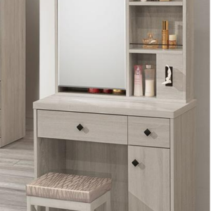 232-2 瑪奇朵2.6尺開門鏡台(含椅) 鏡座高度81.5公分 鏡框隔板全固定式