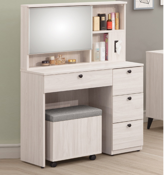 255-2 麗莎3尺開門鏡台(含椅) 鏡面高度78公分 開門內無隔板