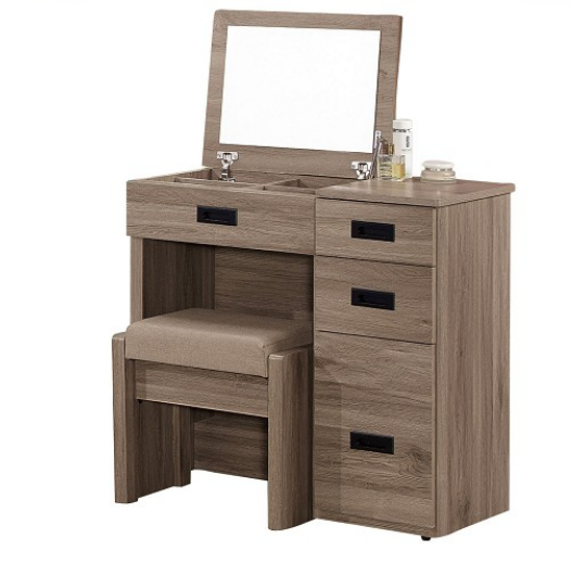 336-4拉比灰橡2.7尺掀式鏡台(含椅)