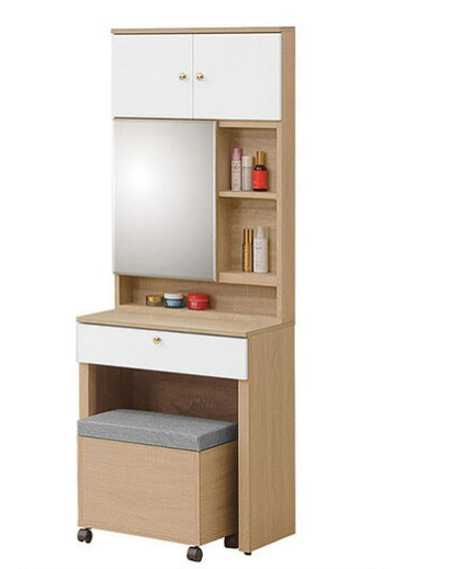 388-3歐若拉2尺鏡台(含椅)鏡座高度77公分 木門內無隔板 鏡框附1大1小活動隔板