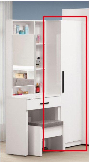 397-4蜜雪兒1.32尺鏡台立櫃 內抽附鎖頭x1、活動隔板x3  門片內部貼鏡