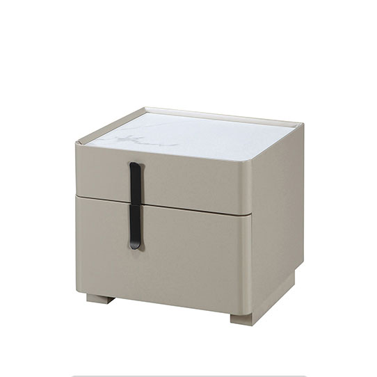 409-8 月褶岩板床頭櫃(單) 高級MDF+平光岩板、 抽屜採高級鋼珠滑軌、岩板特性:高強度 耐磨耐刮 耐高溫 易清潔