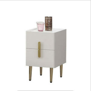 410-15內華達米白色岩板床頭櫃(單) 高級MDF、平光岩板、 15cm防鏽烤金漆鐵腳、 抽屜採鋼珠滑軌、